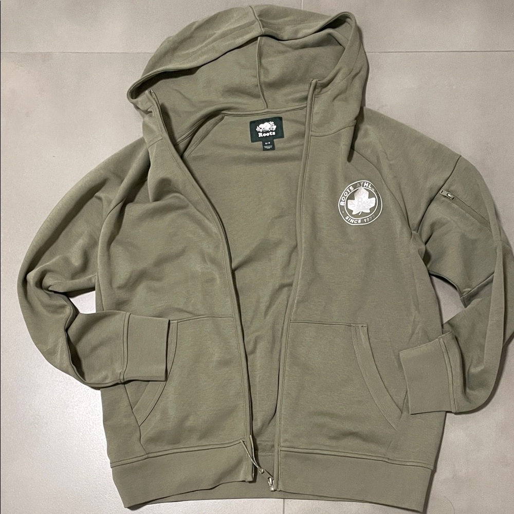 Roots Olive Green Zip-Up Hoodie